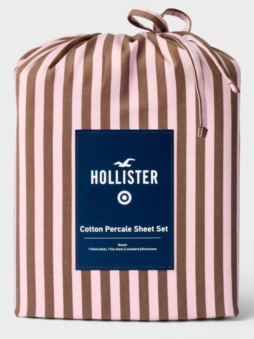 Hollister Target Percale Sheet Set Ditsy Floral Pink Brown Stripe College Dorm